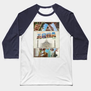 Greetings from Agra in India Vintage style retro souvenir Baseball T-Shirt